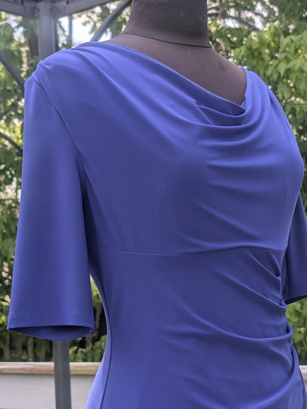 LAUREN RALPH LAUREN Elegant Cowl Neck Blue Women’s Dress